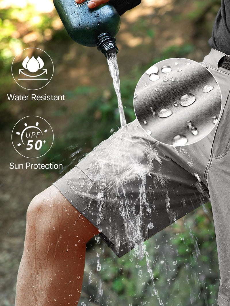 FREE SOLDIER Men's Cargo Hiking Shorts with Belt Lightweight Quick Dry Tactical Shorts with Pockets for Casual Work Golf (Gray 36W12L) - Image 4